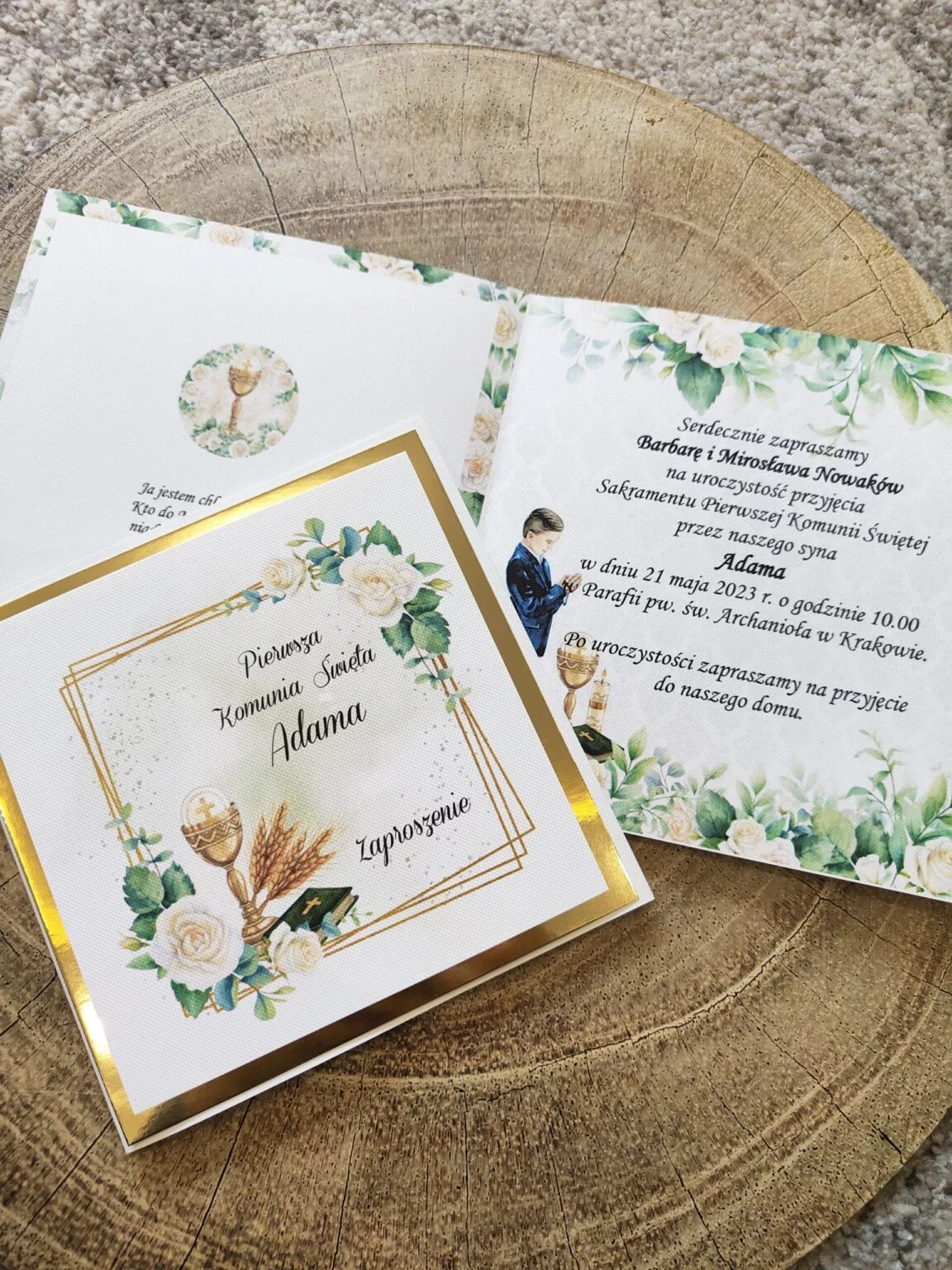 Zaproszenia komunijne GLAMOUR ZK2 złote lustro