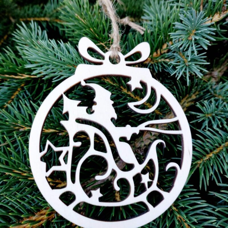 Drewniana bombka ozdoba choinkowa z mikołajem M7