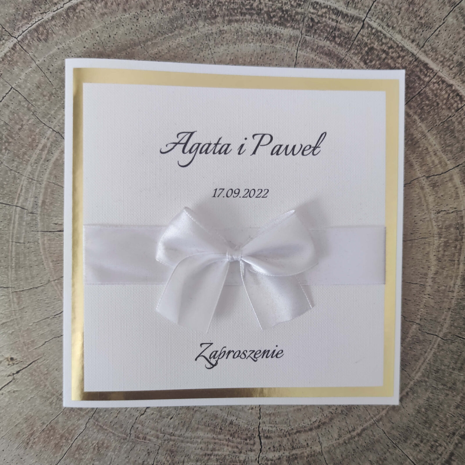 Zaproszenia ślubne glamour z kokardką