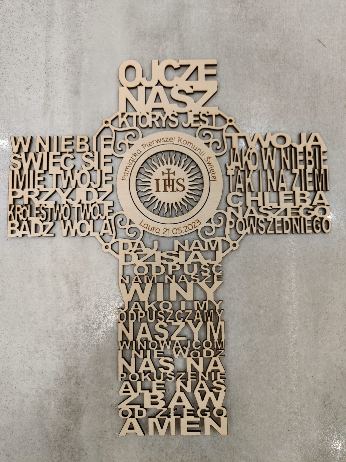 Pamiątka I Komunia Święta Krzyż z modlitwą 6mm