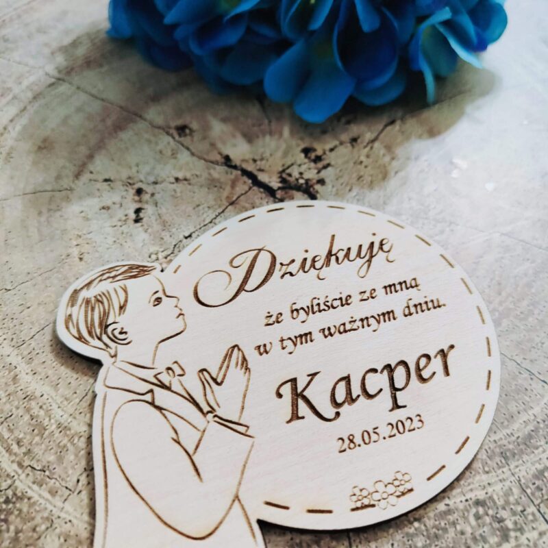 Podziękowanie dla gości komunia magnes chłopiec