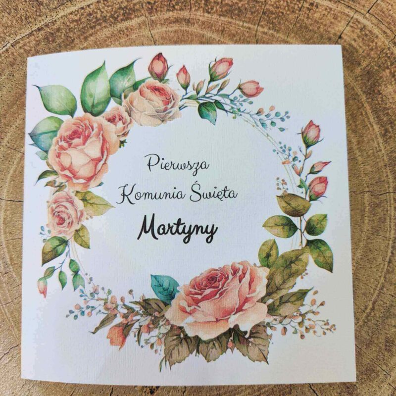 Zaproszenia komunijne kwiatowe BOHO ZK22