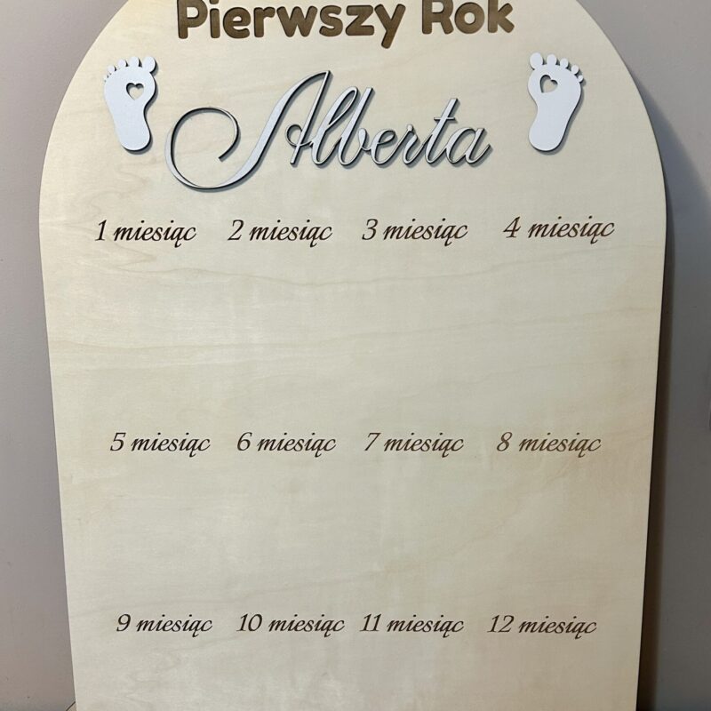 Ramka Tablica na 12 zdjęć Pierwszy Rok z imieniem