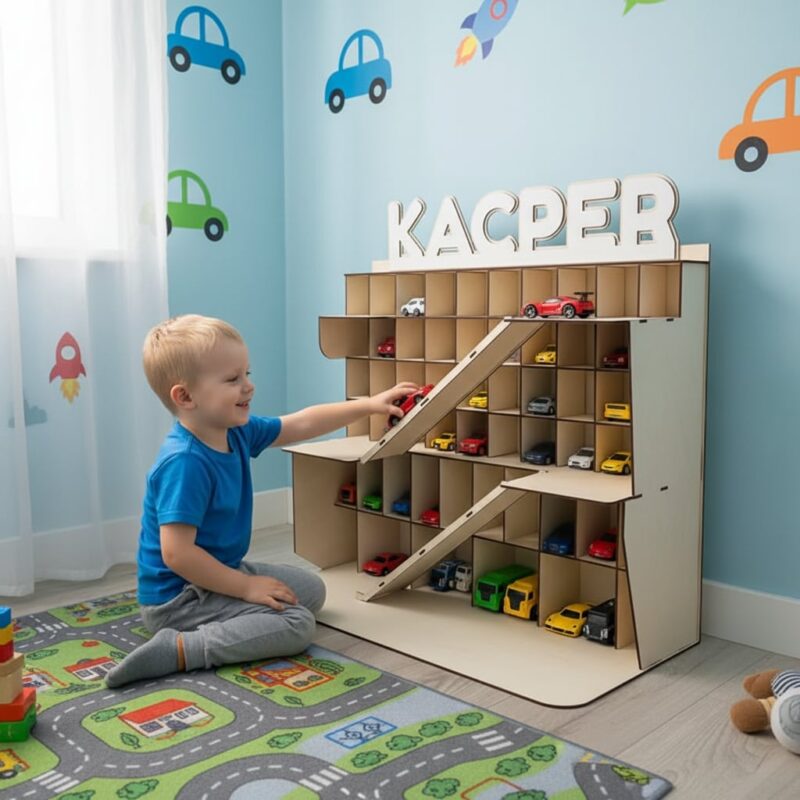 Parking, zjeżdzalnia na resoraki 6 pięter montessori